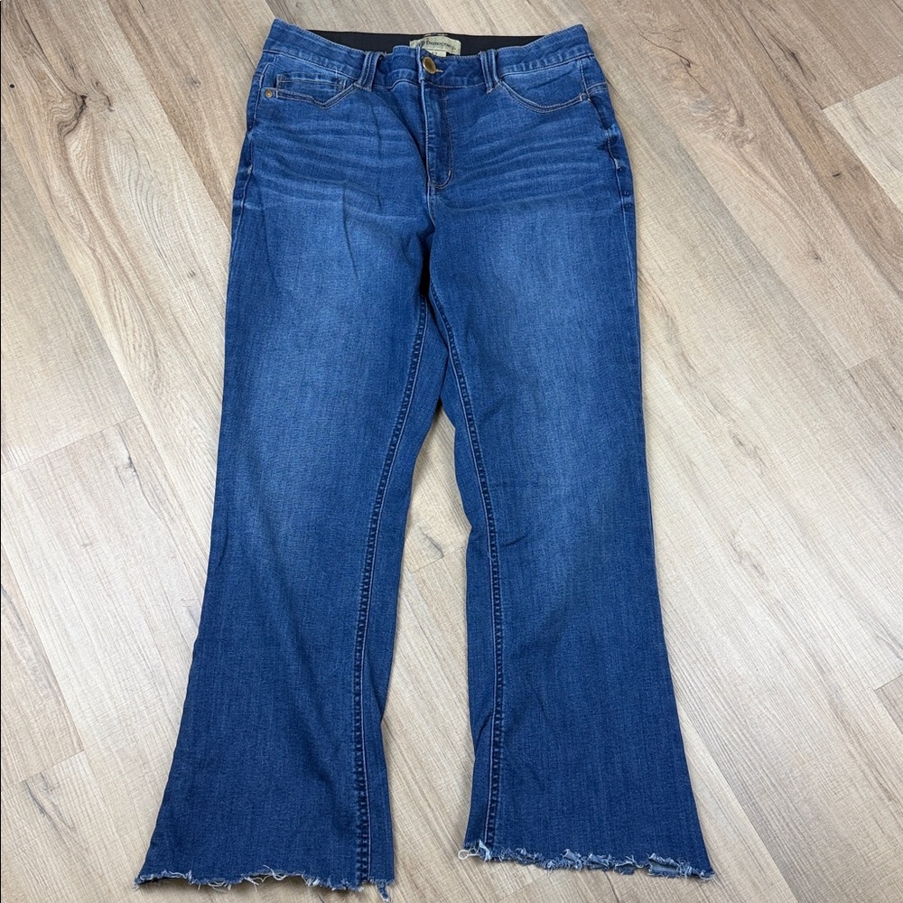 Democracy Ab Technology Bootcut Jeans Women's Size 12 Dark Wash Frayed Hem‎